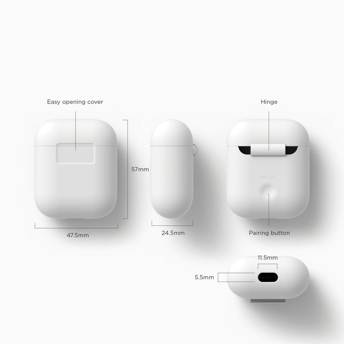 ELAGO AIRPODS SILICONE CASE WHITE-7774