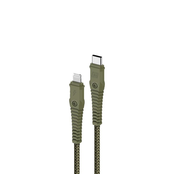 MOMAX TOUGH-LINK LIGHTNING TO TYPE-C 2X STRAIN RELIEF CABLE1.2M-GREEN-0