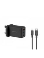 Momax Fast Pro Gan Charger Kit (Carrying Case + 65w 3port Uk Plug + Lightning to Type-c Cable ) - Black-40700
