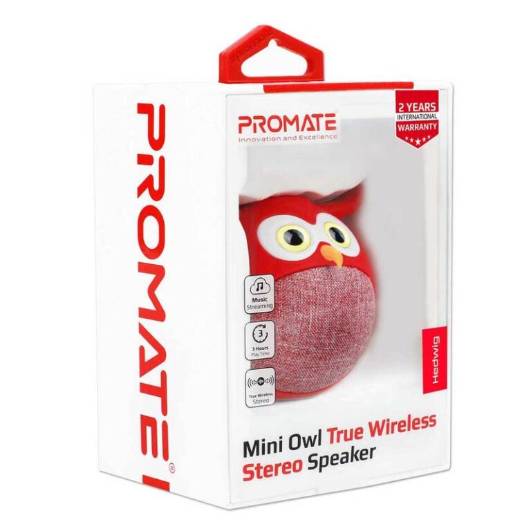 Promate Hedwig Mini Owl True Wireless Stereo Speaker - Red-0