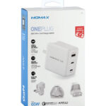 Momax ONEPlug 3-Port GaN Fast Charger 65W Ultra-Lightweight Universal (UM21) - White-0