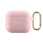 Guess Silicone Printed Script Case with Ring for Airpods 3 - Light Pink-0