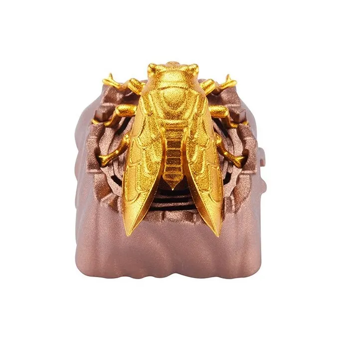 ZomoPlus Customized 3D GOLDEN CICADA Cherry MX Switches And Clones, Game And Movie Theme Metal Keycap With CNC Engraving (1u Size) For Mechanical Gaming Keyboard - Golden-0