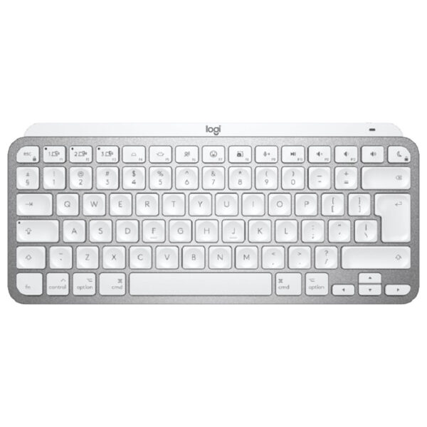 لوحة مفاتيح لوجيتك MX Keys Mini لجهاز ماك - لاسلكية + بلوتوث، تخطيط كويرتي أمريكي دولي، إضاءة خلفية LED - رمادي -0