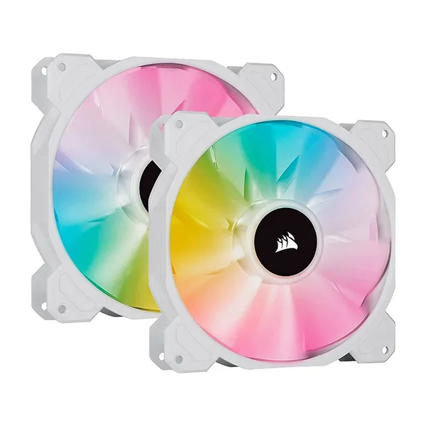 Corsair iCUE SP140 RGB ELITE Performance 140mm White PWM Fan - Dual Fan Kit with Lighting Node CORE-0