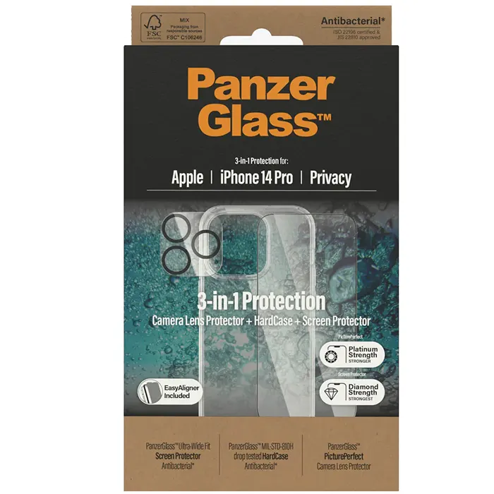 PanzerGlass For iPhone 14 Pro (6.1inch) Bundle Camera Lens Protector - HardCase - Privacy Screen Protector.-0