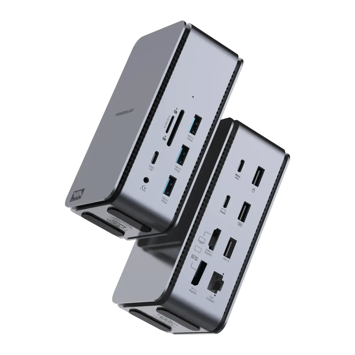 Powerology 15 In 1 Dual Dock Station PD100W - Grey-72451