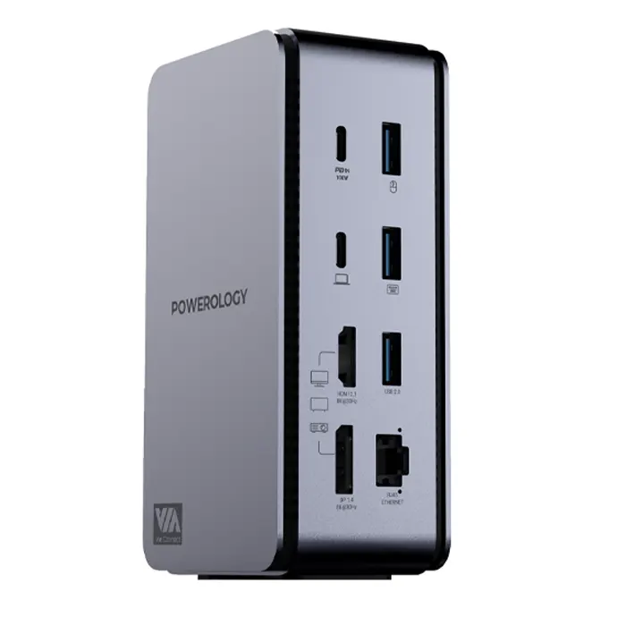 Powerology 15 In 1 Dual Dock Station PD100W - Grey-0