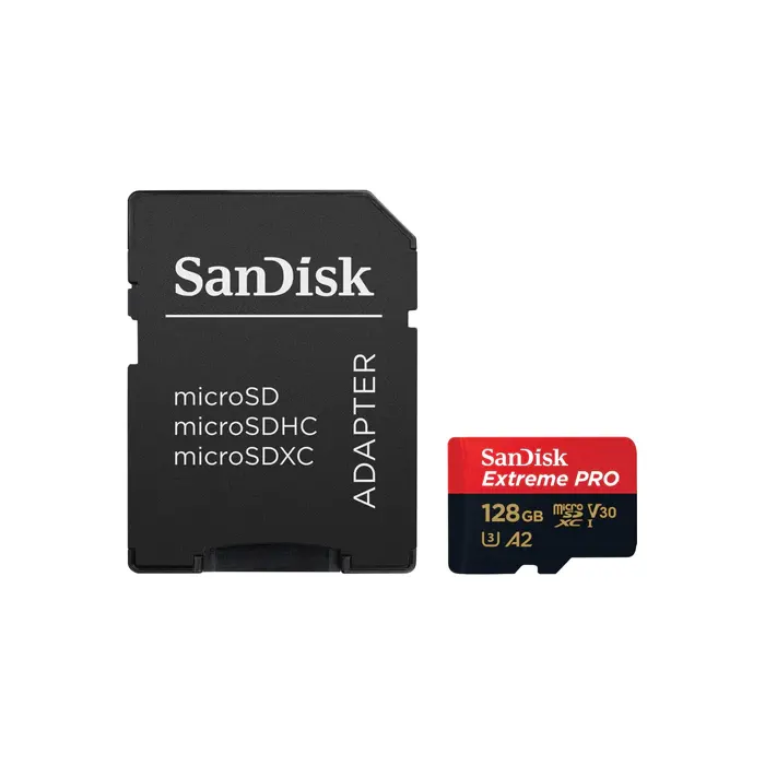 SanDisk 128GB Extreme PRO microSD UHS-I Card with Adapter Memory Card - SDSQXCD-128G-GN6MA-0