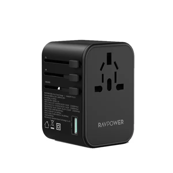 شاحن سفر راف باور RP-PC1034 PD بايونير بقوة 65 واط و3 منافذ - 0