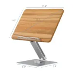Rotatable 360° Adjustable Book Tablet & Laptop Stand Holder - Wood Brown Aluminum Body-104196