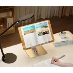 Rotatable 360° Adjustable Book Tablet & Laptop Stand Holder - Wood Brown Aluminum Body-104201