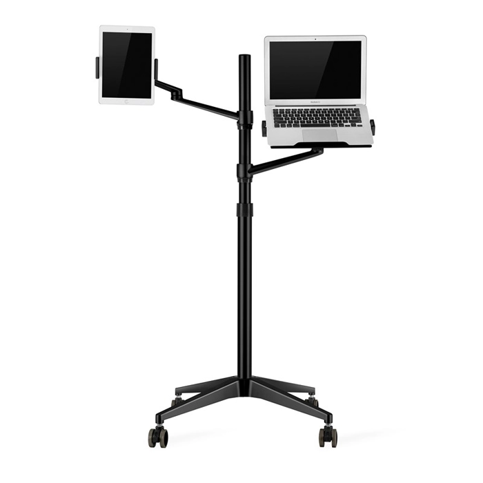 Multifunction Computer Floor Stand For Laptop/tablet/phone Holder Height/angle Adjustable With Wheel Aluminum Up-9l - Black-0