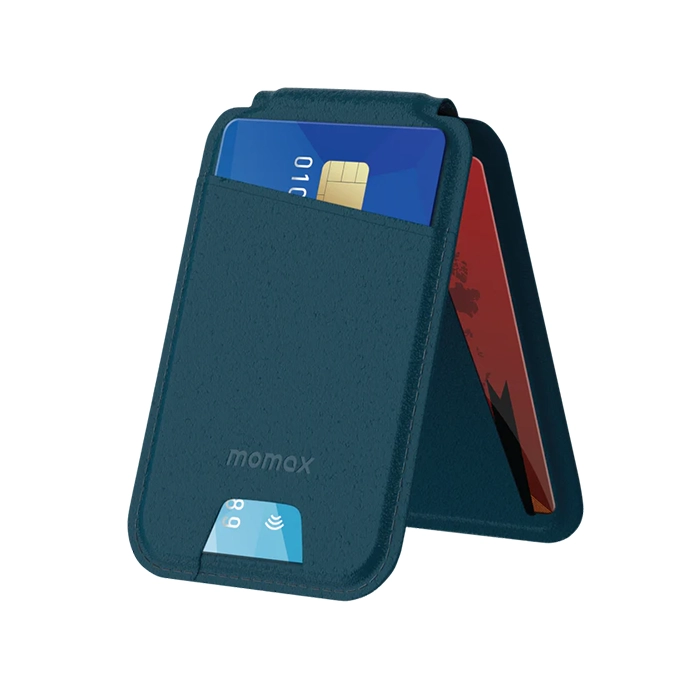 Momax 1-wallet Magnetic Card Holder With Stand - Blue-0