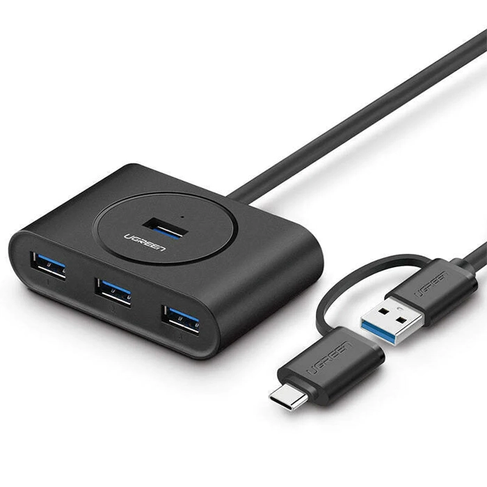 Ugreen 4 Port Usb 3.0 Hub With Type-c Adapter 1m - Black-0