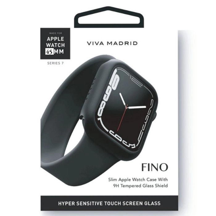 Viva Madrid Fino Slim Screen Case With Glass Sheild For Apple Watch 45mm - Black-0