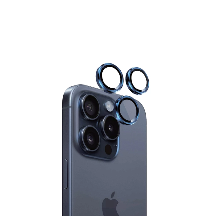 Eltoro Individual Ar Metal Rings Camera Lens Protector For Iphone 15 Pro/15 Pro Max - Blue-0