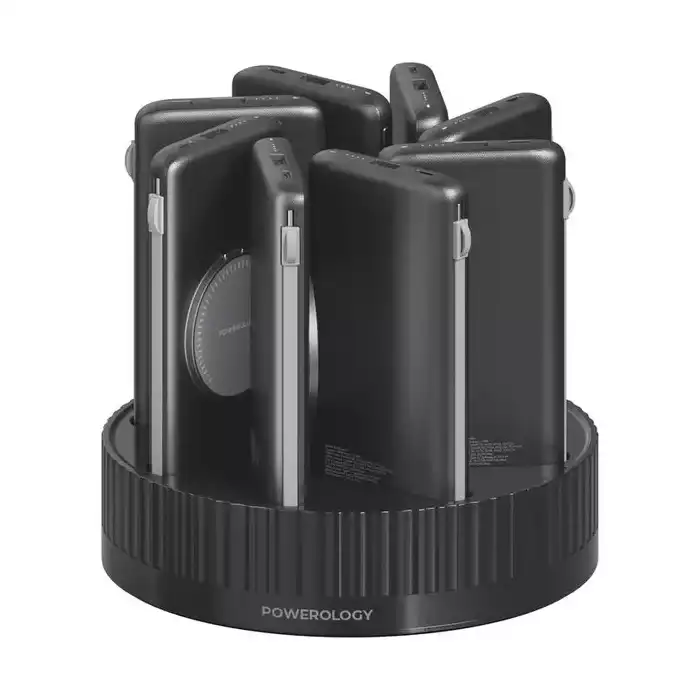 Powerology 8in1 Power Station With 10000mah Capacity, Pd20w, Qc, And Wireless Charging - Black-0