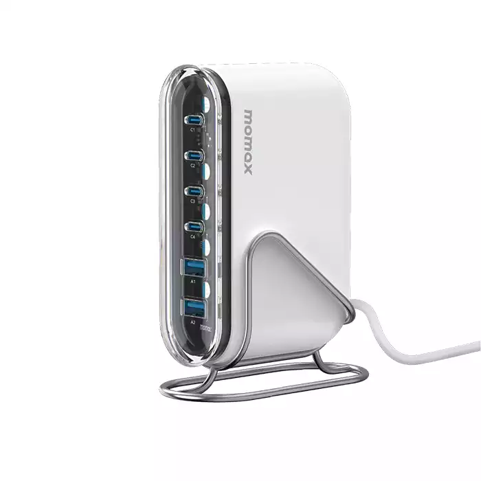 Momax 1-charge Flow+ 6-port 120w Gan Desktop Charger Usb-c & Usb-a-0
