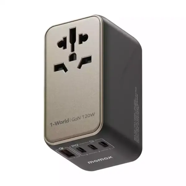 Momax 1-World 120W GaN Universal Travel Charger - Natural Titanium Chroma-0
