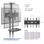 Gamvity Trolley With Wheels Adjustable Height Mobile Tv Mount Stand Height Adjustable Lcd Screen Floor Stand Carts With Dvd Shelf (32-70inch)-114395