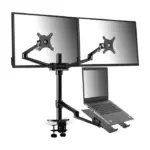 Gamvity 3-in-1 Adjustable Triple Monitor Arm Desk Mounts, Dual Desk Arm Stand/holder With Extra Tray Fits Laptops-0