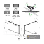 Gamvity 3-in-1 Adjustable Triple Monitor Arm Desk Mounts, Dual Desk Arm Stand/holder With Extra Tray Fits Laptops-114500