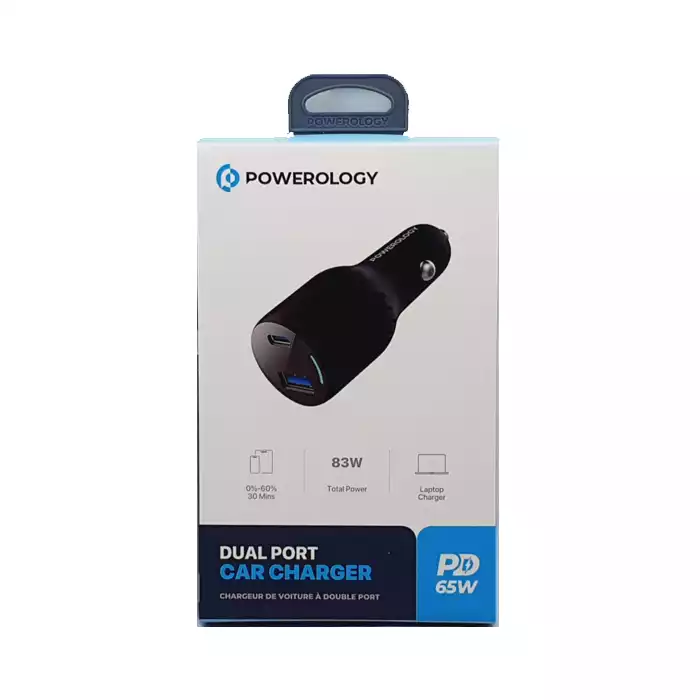Powerology Dual Port Car Charger Pd65w - Pccsr013-0