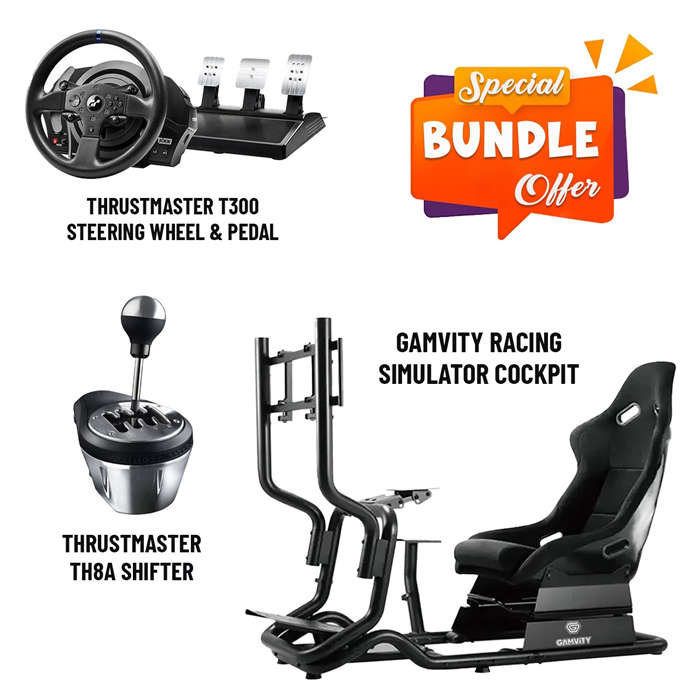 Gamvity Racing Car Seat Driving Simulator Chair With Wheel And Pedal Set & Shifter Bundle-0