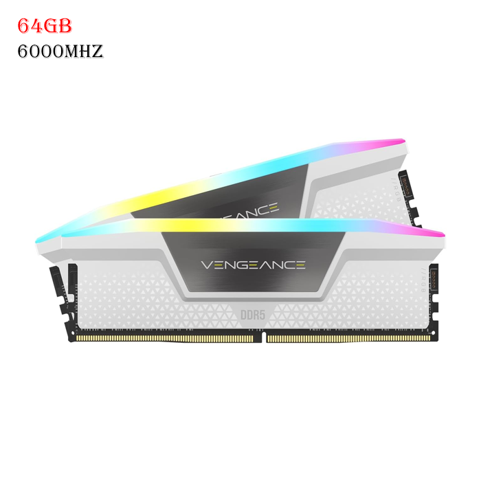 Corsair Vengeance Rgb Ddr5 Ram 64gb (2x32gb) 6000mhz Cl40 Intel Xmp Icue Compatible Computer Memory - White-0