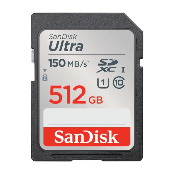 بطاقة ذاكرة سانديسك Ultra SDXC UHS-I بسعة 512GB - سرعة تصل إلى 150MB/s، C10، U1، Full HD، بطاقة SD-0
