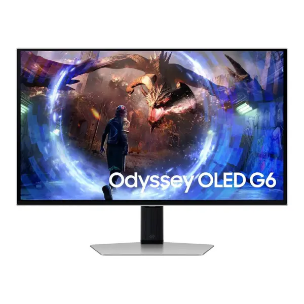 شاشة ألعاب سامسونج أوديسي OLED G6 G60SD مقاس 27 بوصة بدقة QHD OLED ومعدل تحديث 360Hz ووقت استجابة 0.03ms (GTG) وتقنية AMD FreeSync Premium Pro - فضي-0