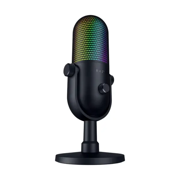 ميكروفون رايزر سيرين V3 كروما RGB من نوع USB مع خاصية النقر للإسكات، ميكروفون مكثف فائق القلبية - أسود-0