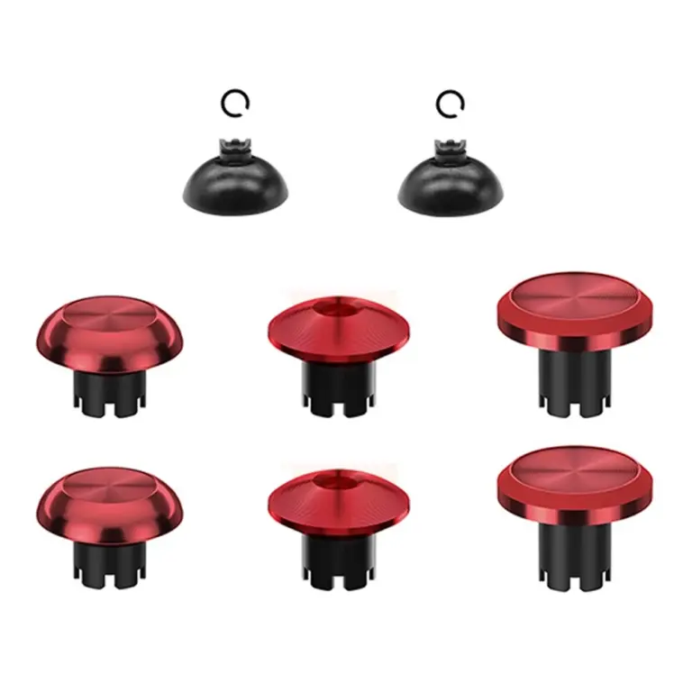 Metal Joystick Cap & Joystick Base 8pcs For PS5 Edge Controller - Red-0