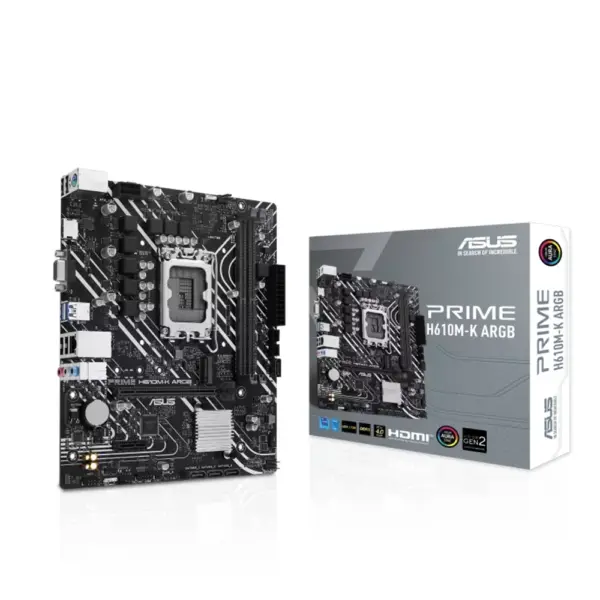 Asus Prime H610m-k Argb Ddr5 Micro-atx Motherboard - Black-0