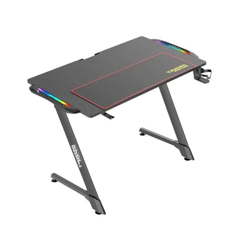 Twisted Minds Z Shaped Gaming Desk Carbon Fiber Texture - Rgb-0