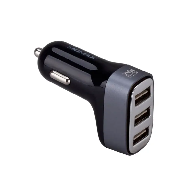 MOMAX Polar Light Series Car Charger-Dual 3 USB Ports -Black-0