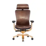 High Back Bifma Chair Real Leather Ergonomic Golden Chair-0