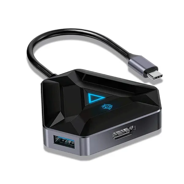 محول يو إس بي-سي 6 في 1 للألعاب من بورودو، نوع سي، مزود بشحن بقوة 100 واط، ومنافذ HDMI وUSB وSD وMicroSD - أسود-0