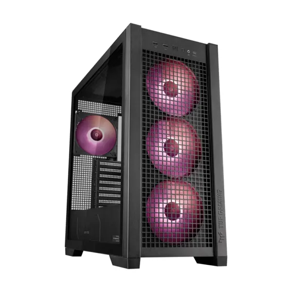 Asus Tuf Gaming Gt302 Argb Atx Mid Tower Case Left Side Tempered Glass 4x Argb Fans - Black-0