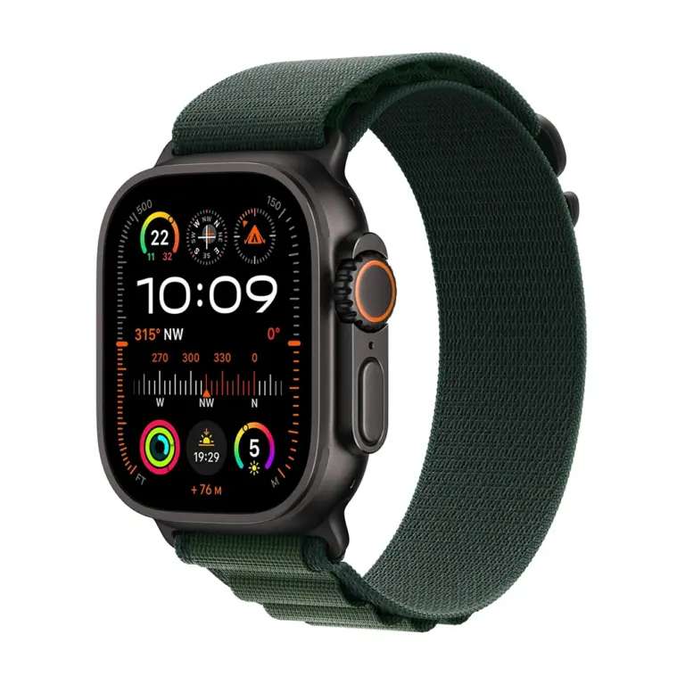 Apple Watch Ultra 2 Gps + Cellular 49mm Black Titanium Case With Dark Green Alpine Loop - Medium-0