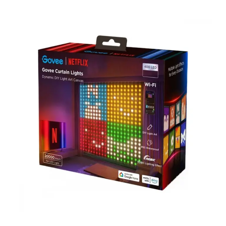 Govee Netflix RGBIC Indoor Curtain Lights 400 LED (1.5m*1.5m)-0