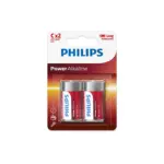 Philips Power Alkaline LR14 C Batteries 1.5V 2 Pack-0