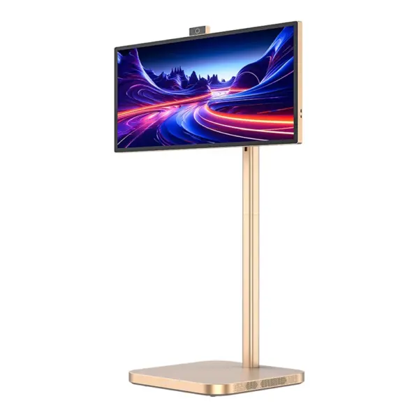 جهاز لوحي أندرويد 32 بوصة بدقة UHD وتردد 60Hz من باورولوجي مع حامل وسعة 8+128GB - ذهبي-0