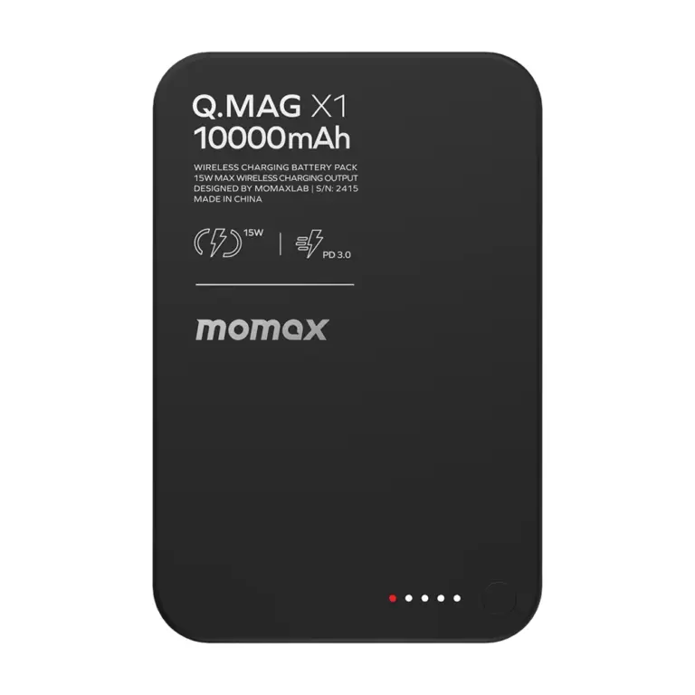 Momax Q.mag X1 Magnetic Wireless Power Bank 10000mah - Gen 2 - Black-0