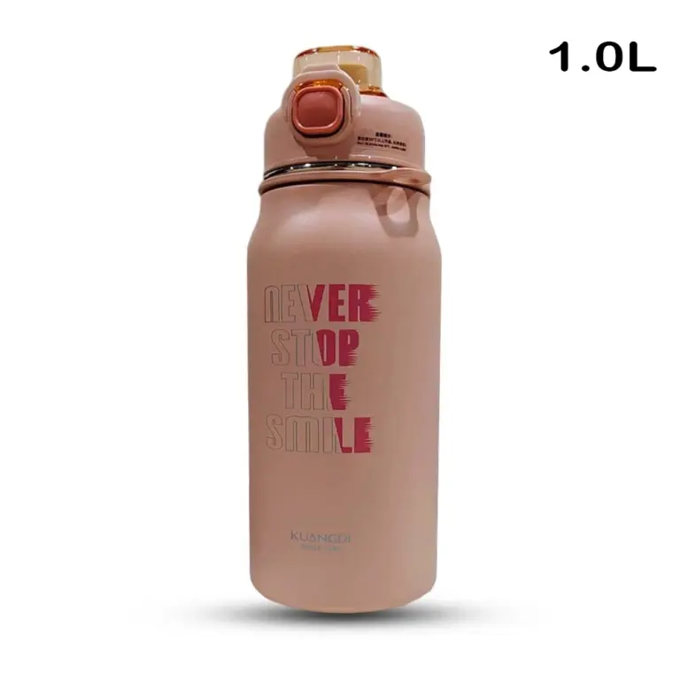 D.kadi Portable Travel Stainless Steel Water Bottle 1000ml - Pink-0