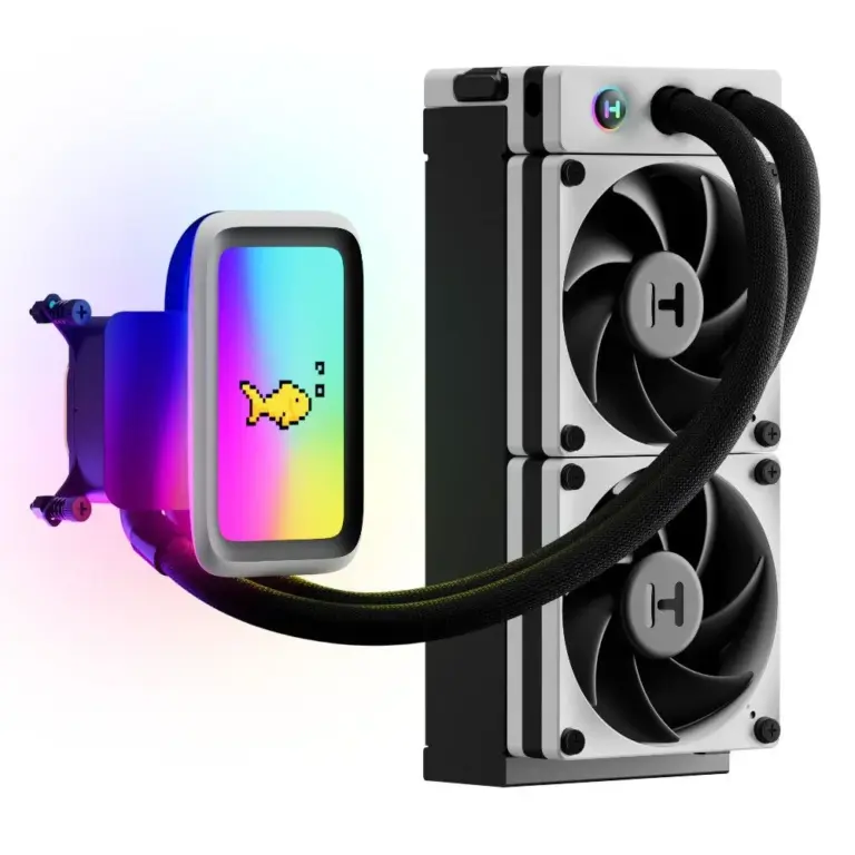 Hyte Thicc Q60 240mm 5" Ips 720p Display And 42 Pixel Qrgb Array Aio Liquid Cooler - Black-0