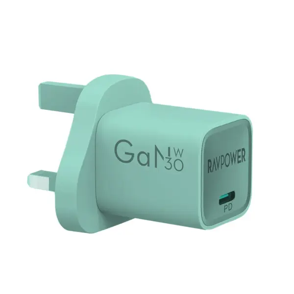 شاحن حائط ميني راف باور بي دي بايونير GaN5.0 بقوة 30W - أخضر-0