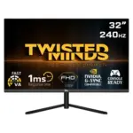 شاشة ألعاب تويستد مايندز مقاس 32 بوصة، بدقة FHD، ومعدل تحديث 240Hz، وتقنية VA، ووقت استجابة 1ms/مع دعم HDR ومنفذ HDMI 2.1-0