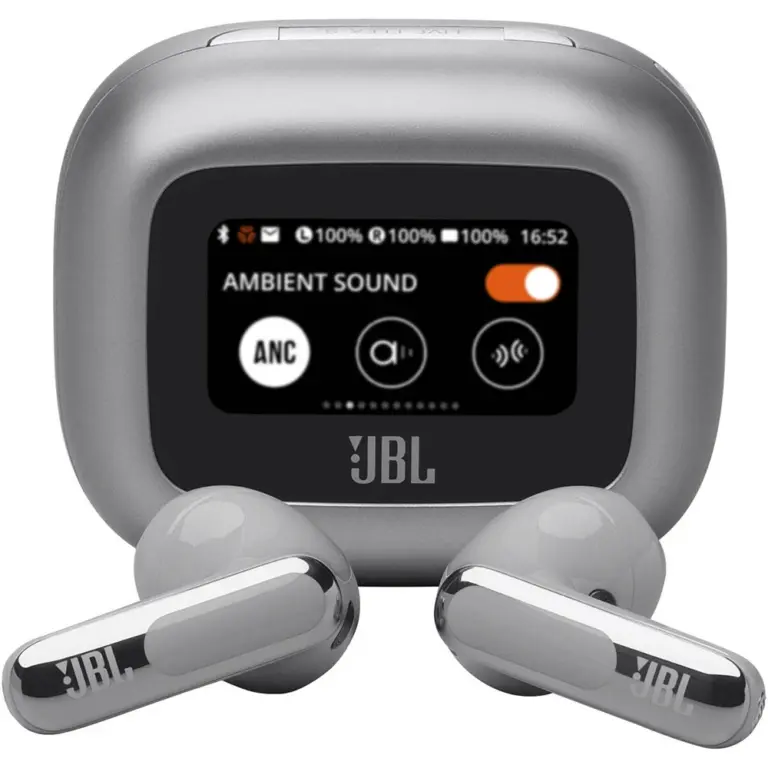 Jbl Live Flex 3 True Wireless Noise Cancelling Earbuds With Display - Silver-0